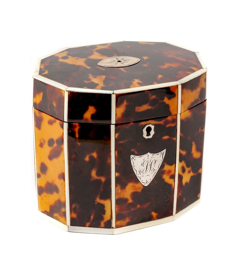 Appraisal: A George III Tortoise Shell Tea Caddy A George III