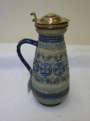 Appraisal: A DOULTON LAMBETH STONEWARE JUG of baluster form with blue