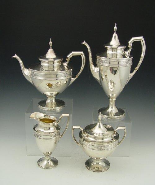 Appraisal: INTERNATIONAL STERLING COFFEE TEA SERVICE pieces in the Madame D'