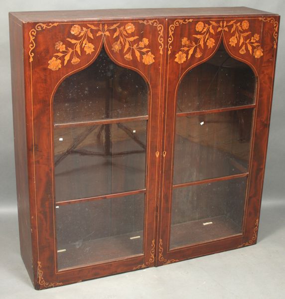 Appraisal: Early th Century mahogany with marquetry inlay bookcase with two