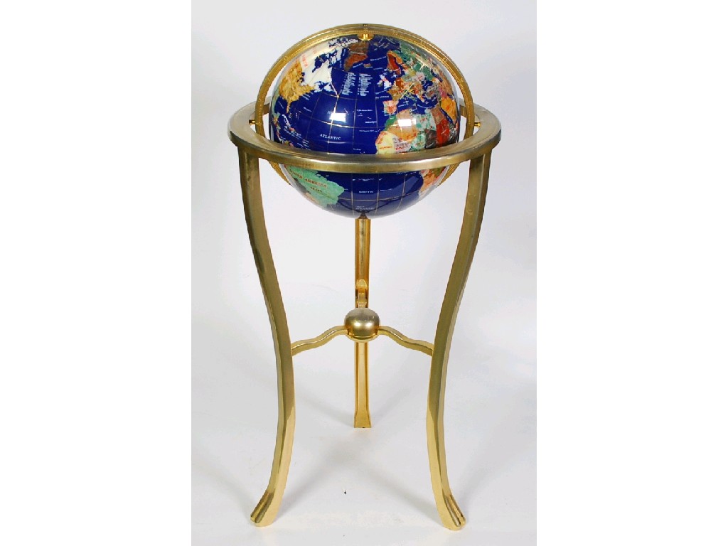 Appraisal: MODERN 'GEMSTONE' TERRESTRIAL GLOBE within a gimballed gilt brass circular