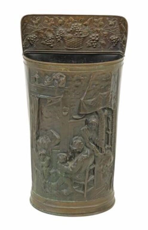 Appraisal: Repousse brass figural demilune umbrella stand early th c with