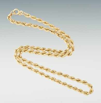 Appraisal: A Ladies' Gold Rope Chain k yellow gold rope chain