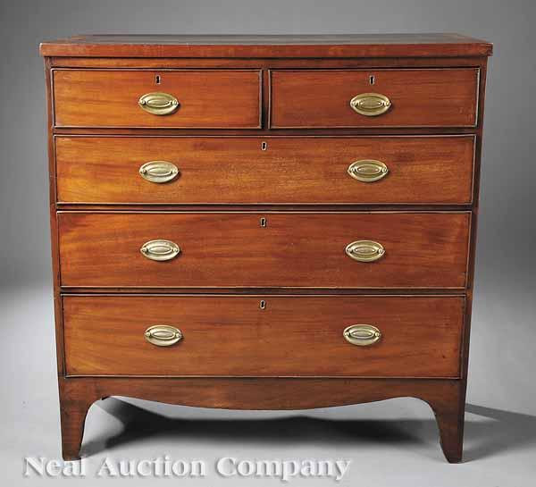 Appraisal: An Antique George III-Style Inlaid Mahogany Chest of Drawers mid-