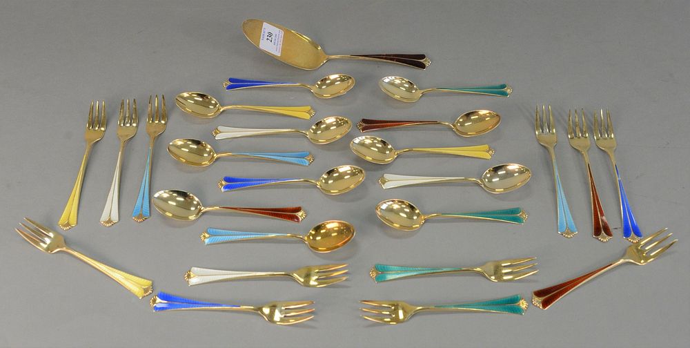 Appraisal: Twenty-five piece group of David Andersen enameled sterling silver twelve