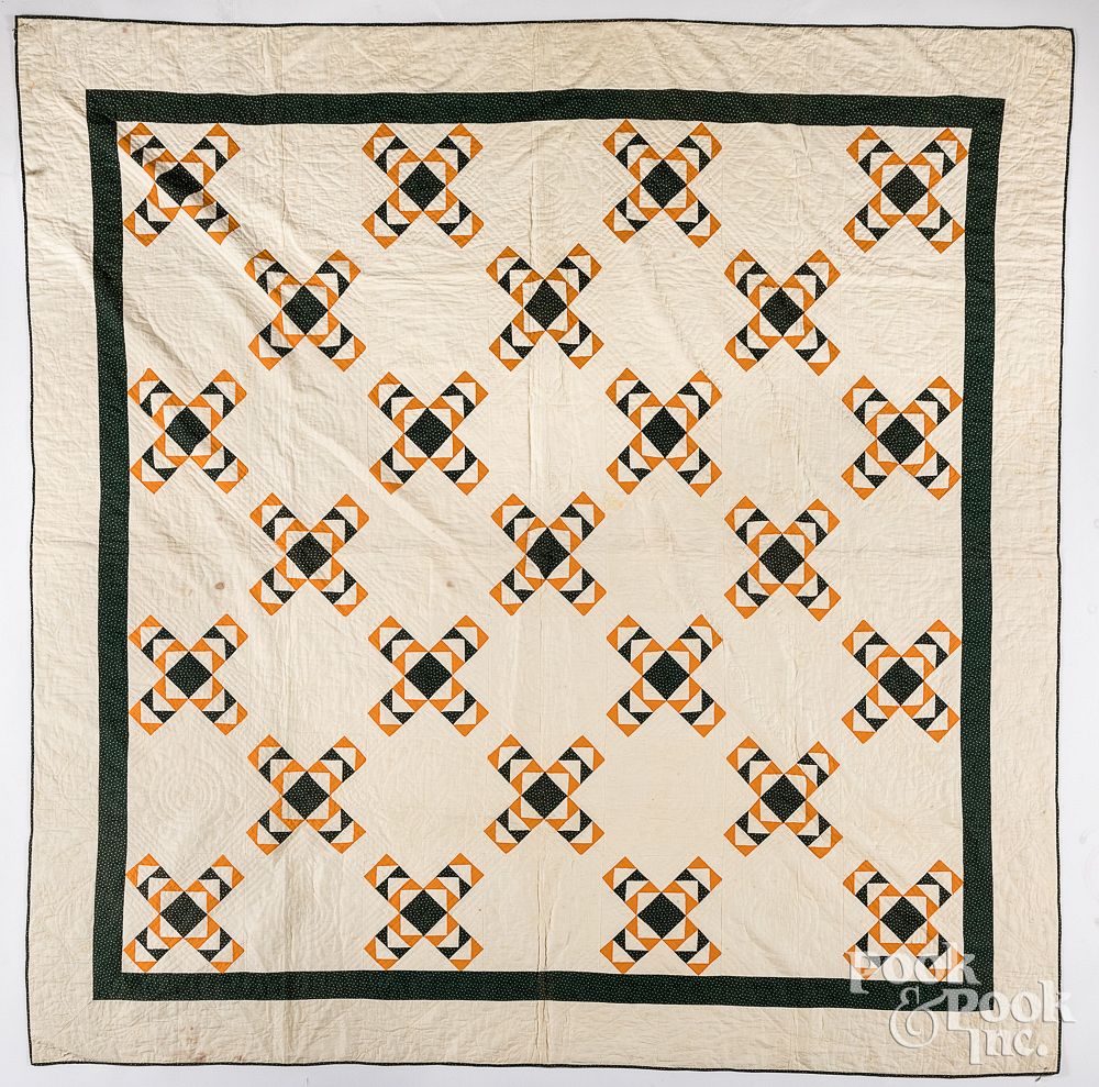 Appraisal: Pennsylvania flying geese patchwork quilt Lancaster County Pennsylvania flying geese