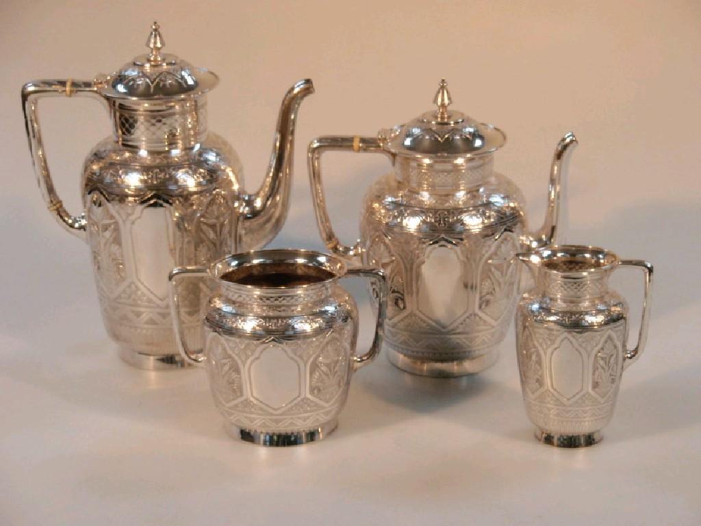 Appraisal: A Victorian silver aesthetic period four piece tea and coffee