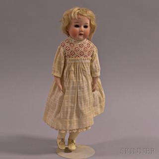 Appraisal: Small Bisque Shoulder Head Doll ht in Estimate - sleepy