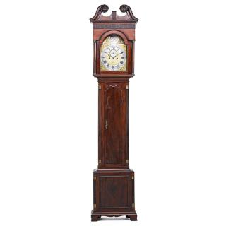 Appraisal: CHIPPENDALE MAHOGANY TALL CASE CLOCK Dial signed Chandlee Nottingham four-pillar