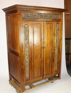 Appraisal: Chinese door armoire in teak with floral carving Chinese door