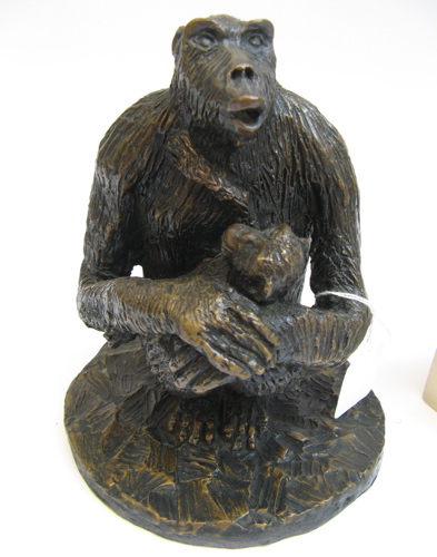 Appraisal: BRONZE FIGURE OF GORILLA AND SPELTER FIGURE OF WOMAN The