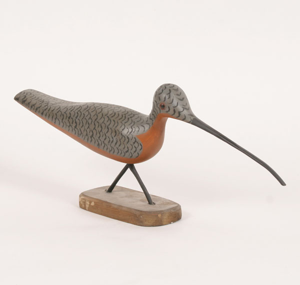 Appraisal: Shorebird decoy on wood base signed Perkins L