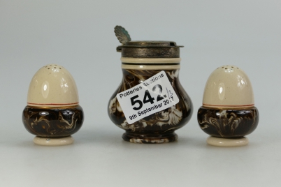 Appraisal: McIntyre swirled brown salt and pepper pots together with similar