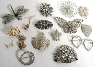 Appraisal: Vintage Rhinestone Costume Jewelry Articles Of white and colored rhinestones