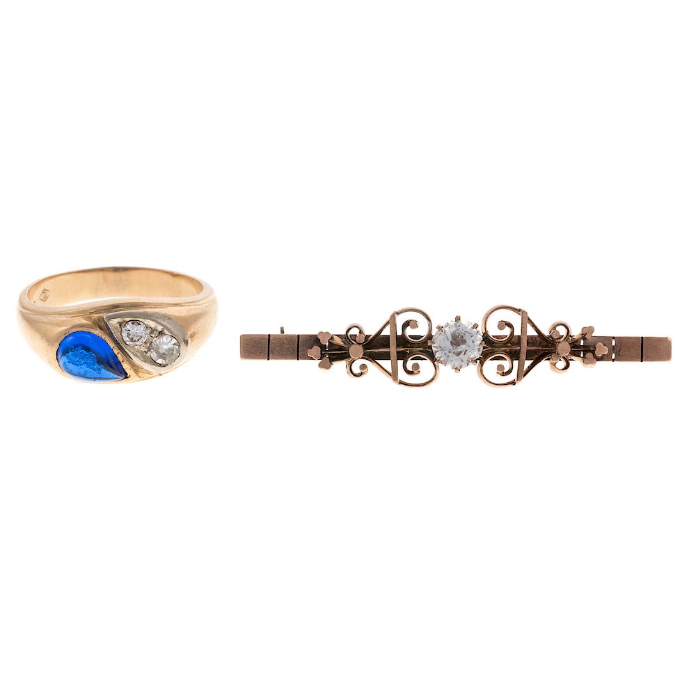 Appraisal: A Gent's Bypass Ring Vintage Bar Pin K yellow gold