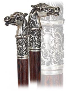 Appraisal: Silver Horse Head Cane -Ca -Silver stallion s head presented