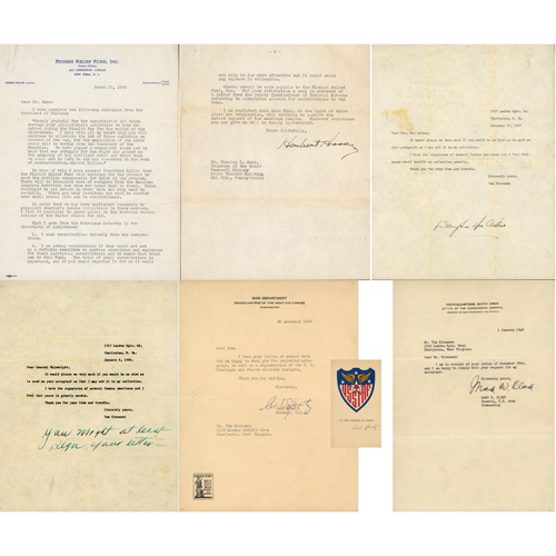 Appraisal: Five autographs letter from Herbert Hoover autograph of Douglas McArthur