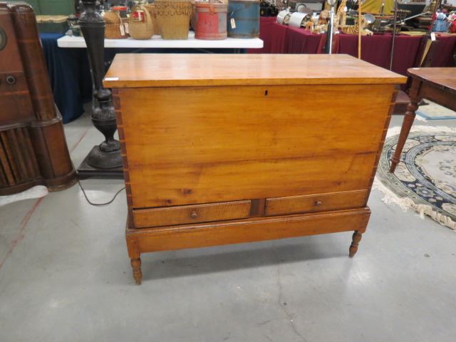 Appraisal: Cherry Blanket Chest on Stand lift top double drawer a