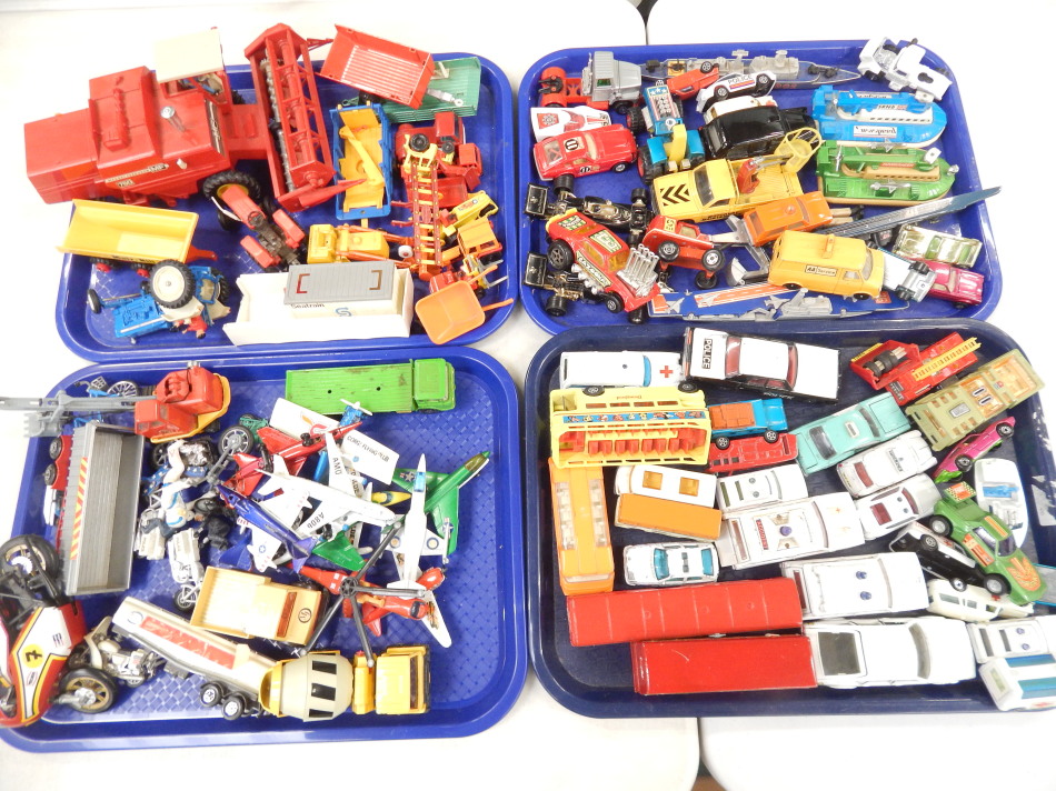 Appraisal: Three trays of die-cast vehicles to include a large Massey