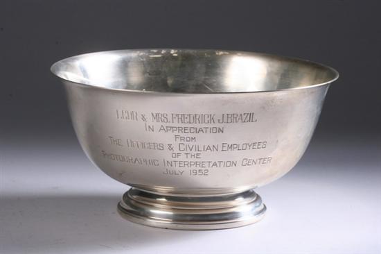 Appraisal: INTERNATIONAL STERLING SILVER PAUL REVERE-STYLE PRESENTATION BOWL Circa Inscribed LCDR