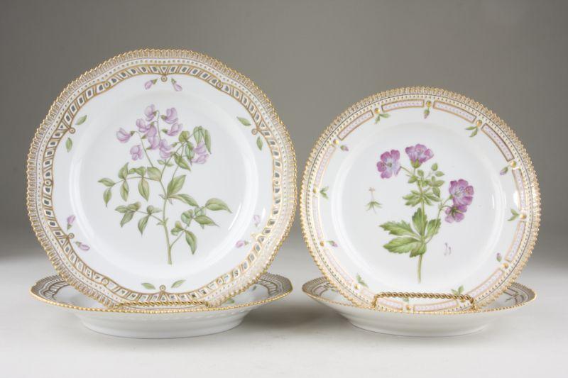 Appraisal: Four Royal Copenhagen Flora Danica Plates porcelain each enameled with