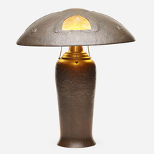 Appraisal: Bay Area LARGE TABLE LAMP USA early th centuryhand-hammered and