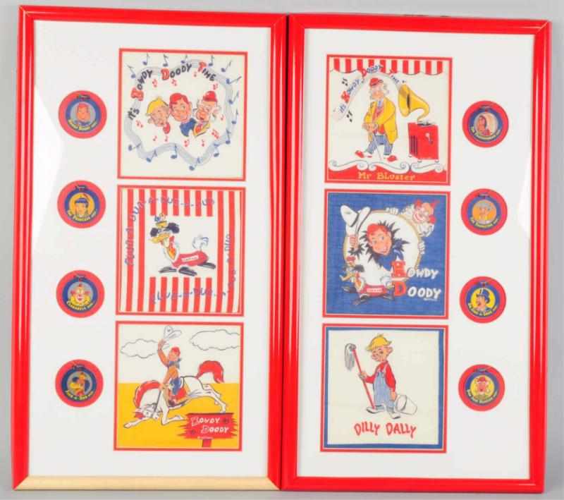 Appraisal: Lot of Framed Howdy Doody Handkerchief Pieces Includes six handkerchiefs