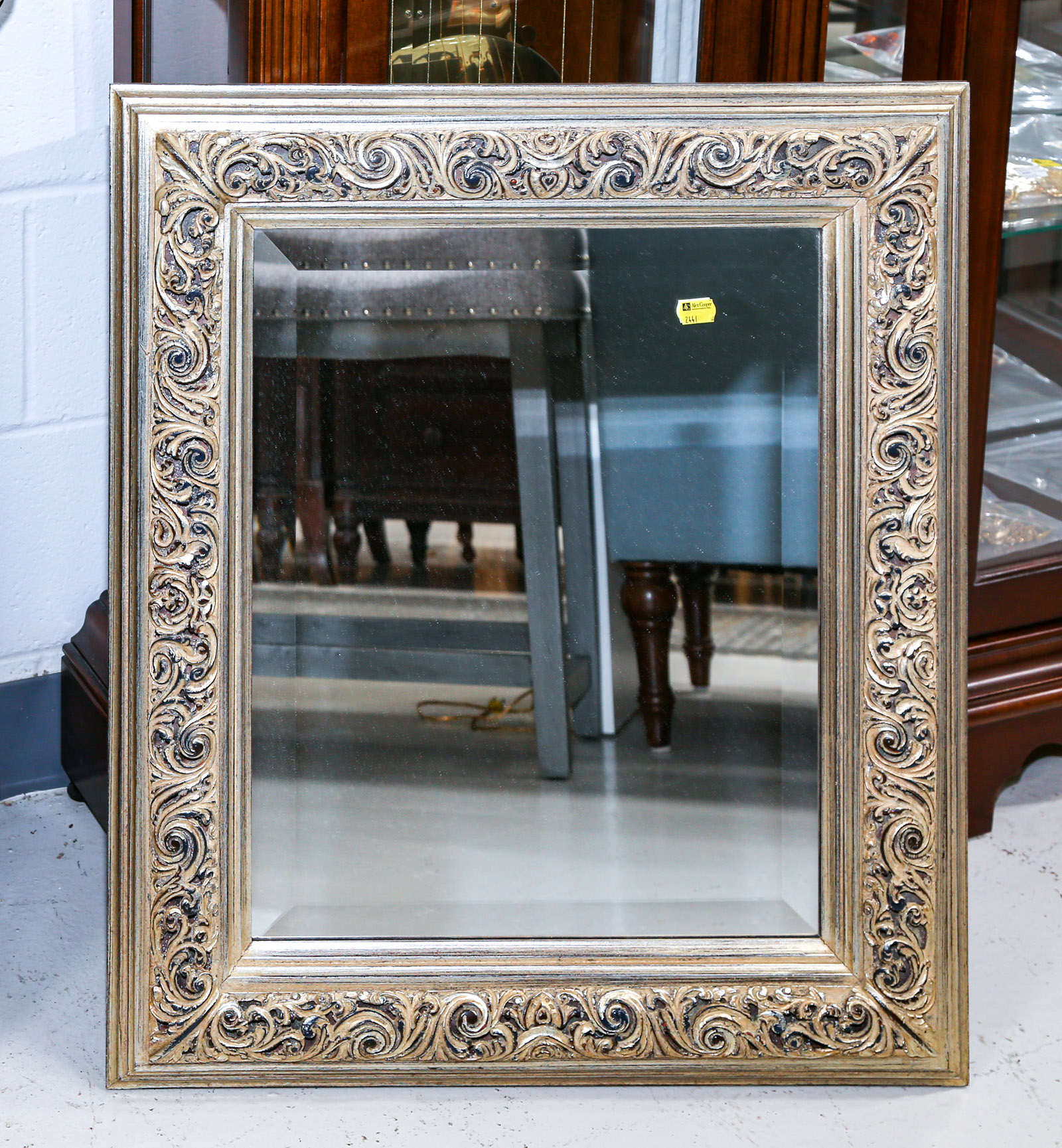 Appraisal: CONTEMPORARY WALL MIRROR In a silvered composition frame x in