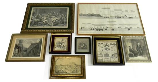 Appraisal: Eight assorted prints by Piranesi Hogarth Rossini etc Giovanni Battista