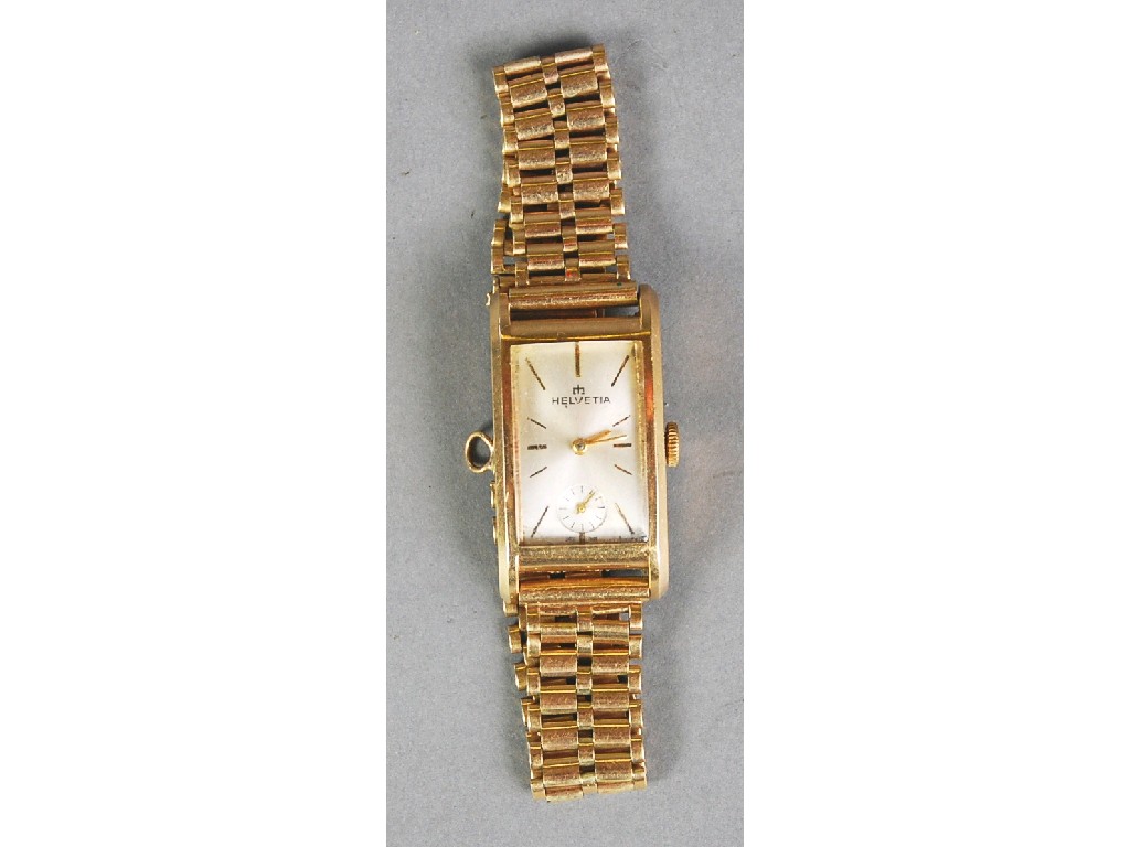 Appraisal: LADY'S HELVETIA SWISS ct GOLD WRIST WATCH with oblong case