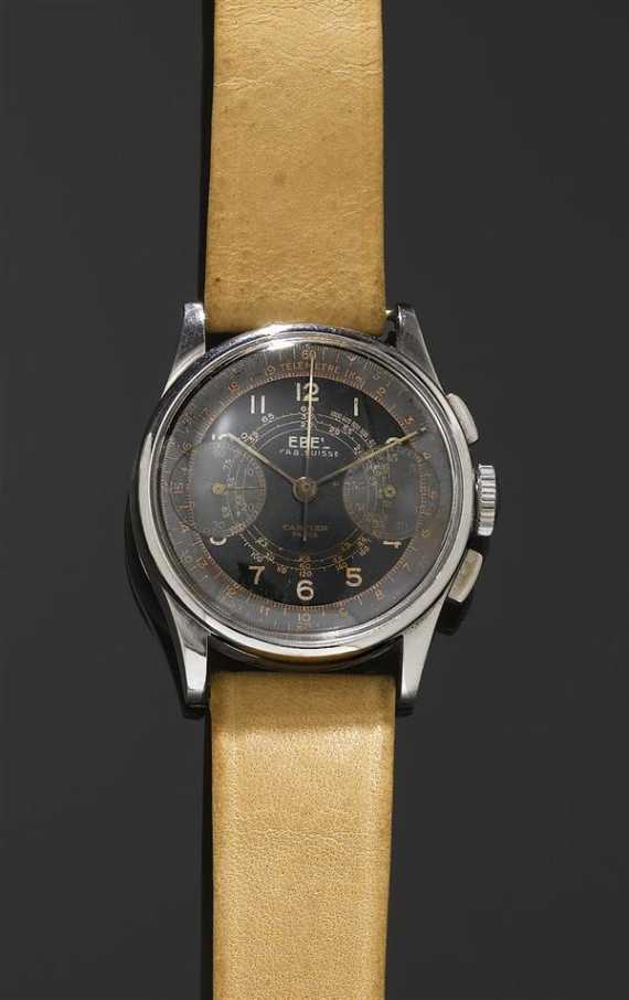 Appraisal: GENTLEMAN'S WRISTWATCH CHRONOGRAPH EBEL for CARTIER ca Steel Very rare