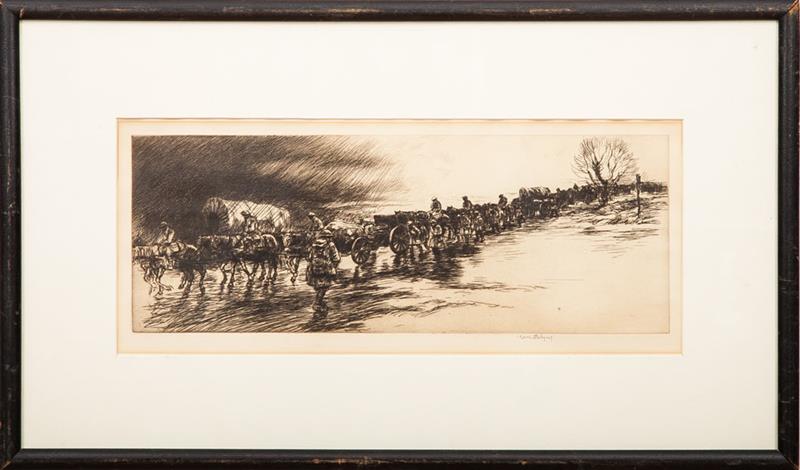 Appraisal: Kerr Eby - An Artillery Train Etching on wove paper