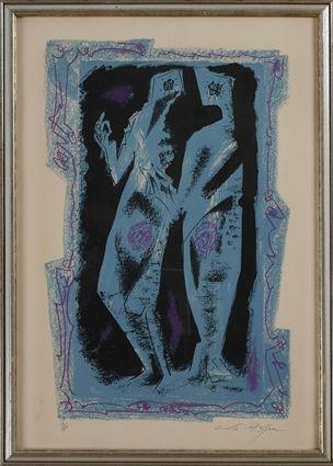 Appraisal: ANDRE MASSON - STANDING FIGURES Lithograph in color x in