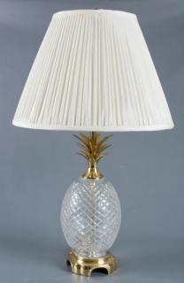 Appraisal: Brass Glass Pineapple Lamp With cut diamond motif to glass