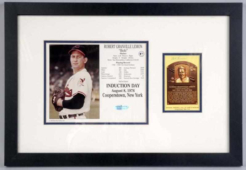 Appraisal: HOF Induction Day Print of Bob Lemon Dated Nicely framed