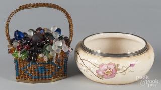 Appraisal: Porcelain bowl '' h '' dia together with a glass