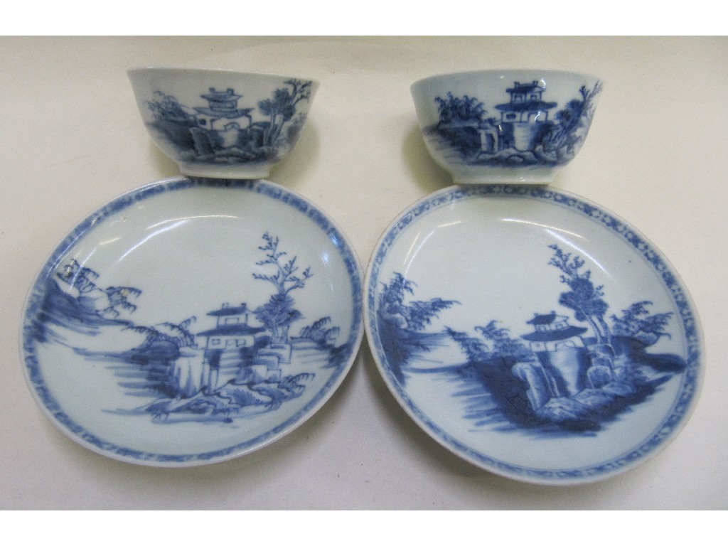 Appraisal: Two blue and white teabowls and saucers from the Nanking