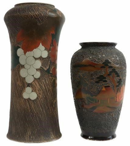 Appraisal: lot of Japanese cloisonne decorated porcelain totai shippo vases Meiji