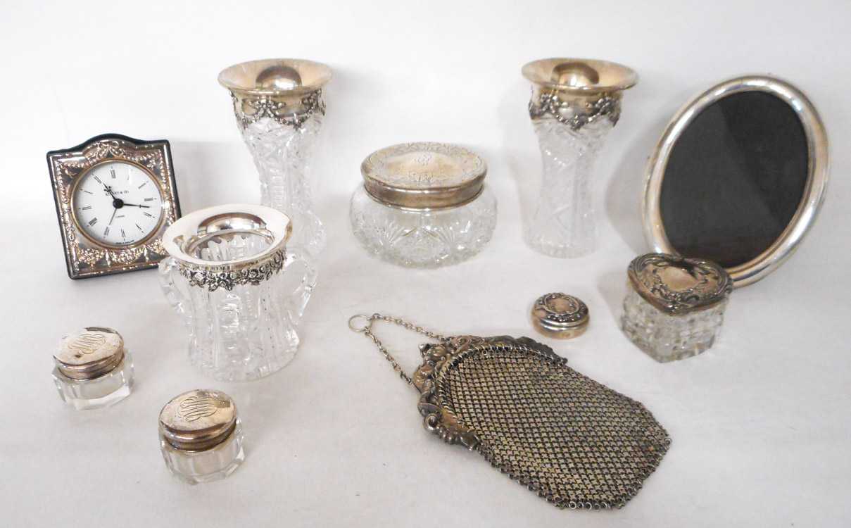 Appraisal: ELEVEN CUT CRYSTAL AND STERLING SILVER ITEMS pair of Gorham