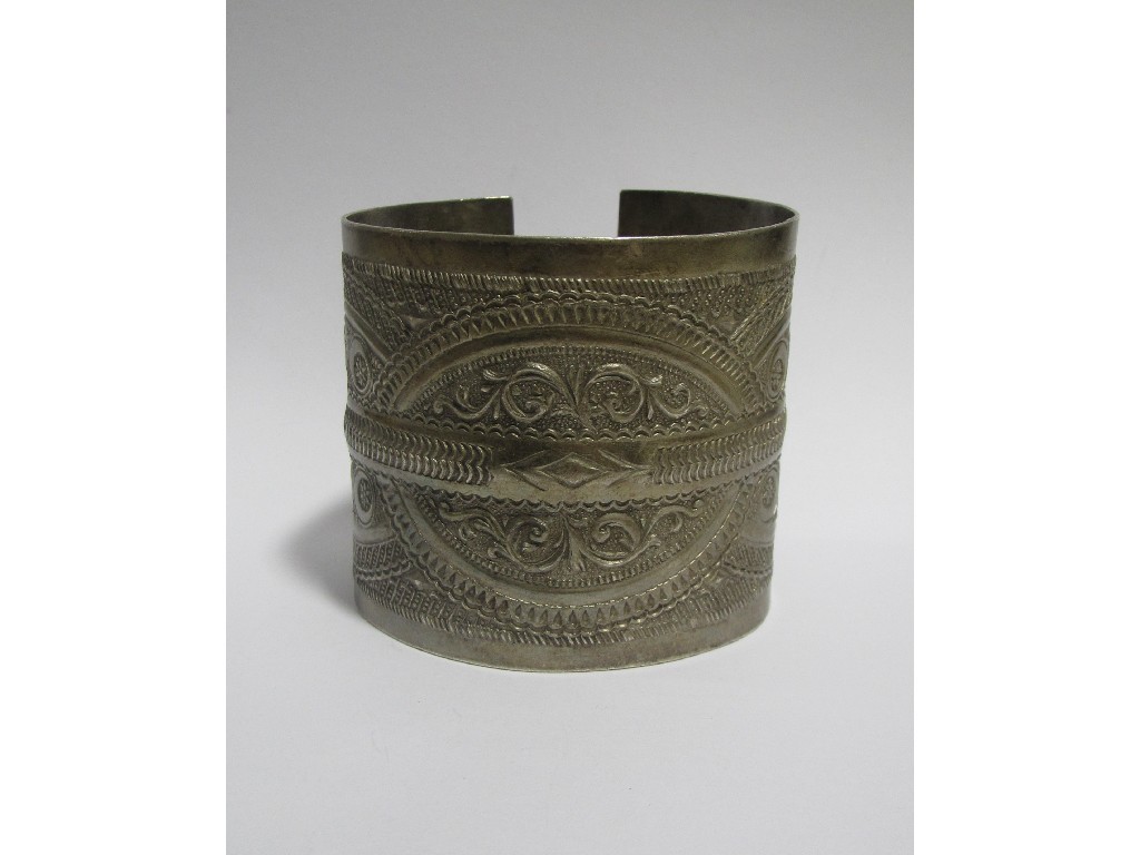 Appraisal: Middle Eastern grade silver broad bangle Approximately oz