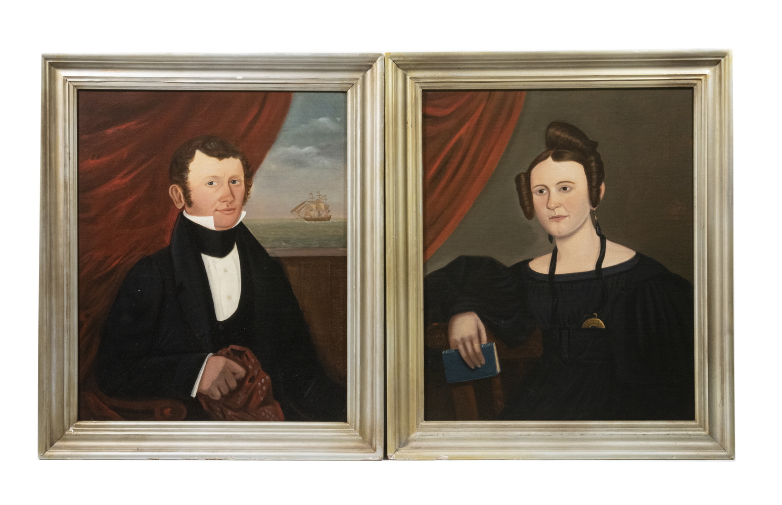 Appraisal: ISAAC SHEFFIELD CT - Pair of Portraits Captain Joseph Taylor