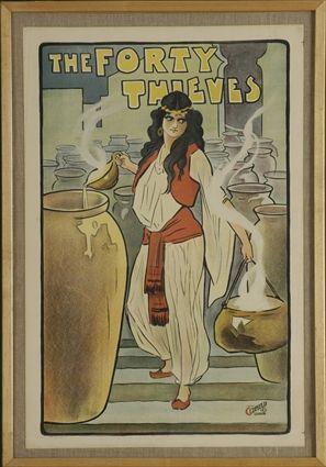 Appraisal: Chromolithographed Poster for The Forty Thieves Framed x in sheet