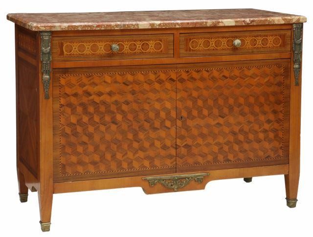 Appraisal: French Louis XVI style marble-top rosewood commode th c matched