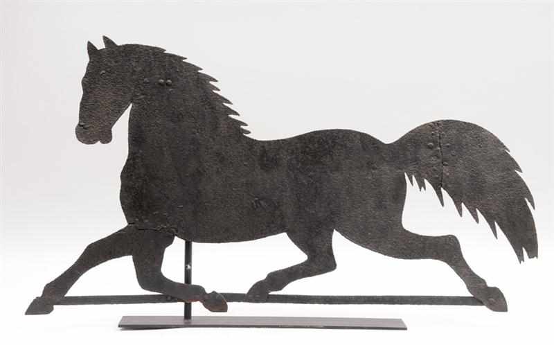 Appraisal: AMERICAN CUT-SHEET METAL RUNNING HORSE WEATHERVANE With soldered tail front