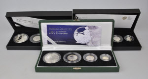 Appraisal: Three United Kingdom Britannia silver proof four-coin sets