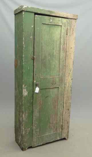 Appraisal: th c single door cupboard in green paint '' W