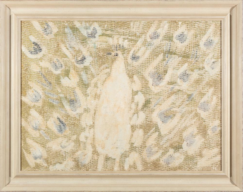 Appraisal: Hunt Slonem American Louisiana b White Peafowl oil on canvas