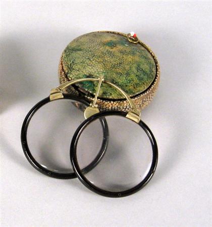 Appraisal: Pair of Chinese folding spectacles in shagreen case th th