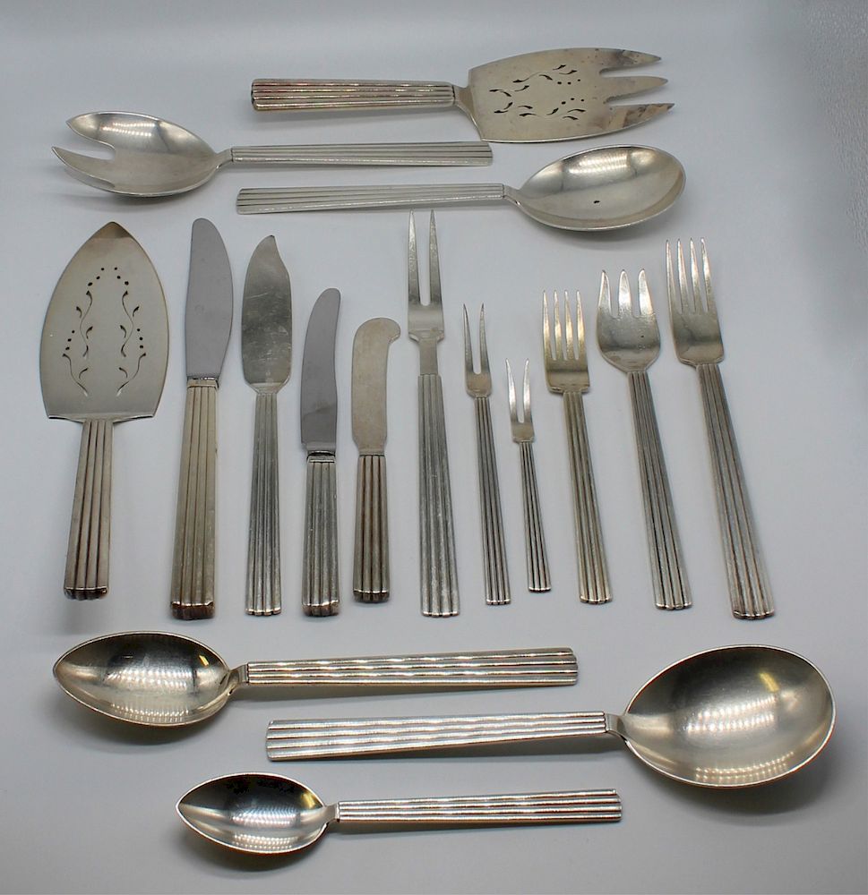 Appraisal: STERLING Pc Georg Jensen Bernadotte Flatware Service Includes dessert place