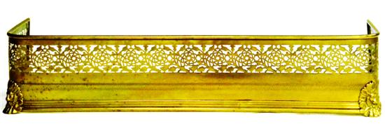 Appraisal: Brass fireplace fender floriate tracery repouss bottom front corners culminate